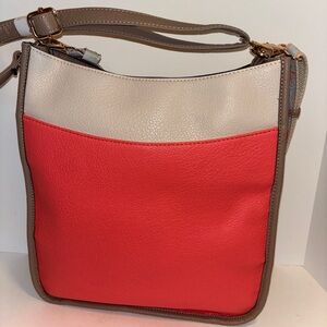 Stylish Red and Cream Women's Crossbody Bag NWT